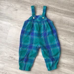 Vintage baby romper jumpsuit plaid wool 12 months